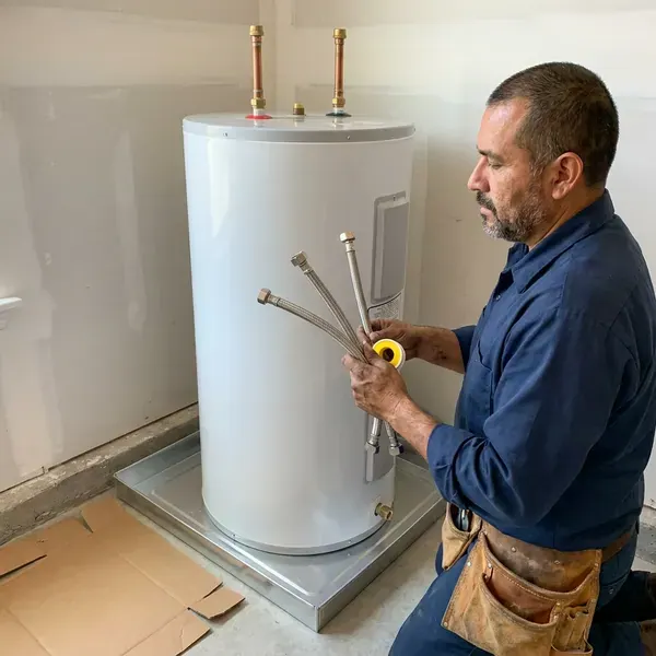 JKR Plumbing technician providing gas water heater installation in Philadelphia, PA