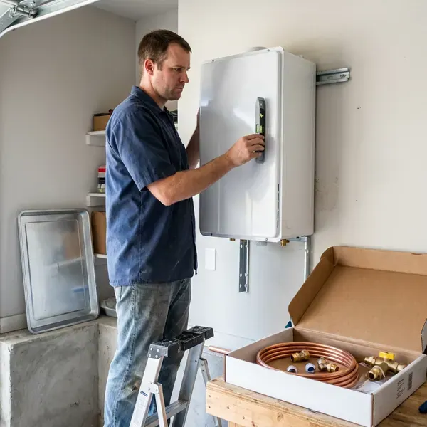 JKR Plumbing technician providing tankless water heater installation in Altoona, PA