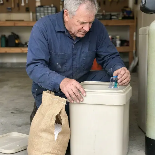 JKR Plumbing technician providing water softener maintenance in State College, PA